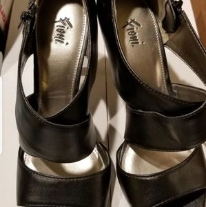 Black Open-Toe Zip Up Heels